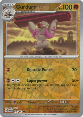 Scarlet & Violet: Twilight Masquerade : 104/167 - Gurdurr - Common Reverse Holo