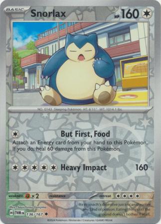 Scarlet & Violet: Twilight Masquerade :  136/167 - Snorlax - Uncommon Reverse Holo