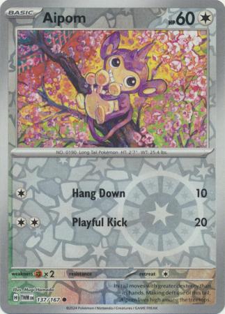 Scarlet & Violet: Twilight Masquerade : 137/167 - Aipom - Common Reverse Holo