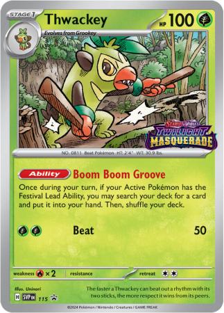 Scarlet & Violet: Twilight Masquerade : SVP115 - Thwackey - Prerelease Promo