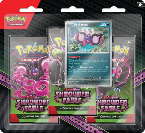 Scarlet & Violet: Shrouded Fable : 3 Pack Blister with Pecharunt Promo (Pokemon)
