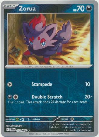 Scarlet & Violet: Shrouded Fable : 031/064 - Zorua - Common Reverse Holo