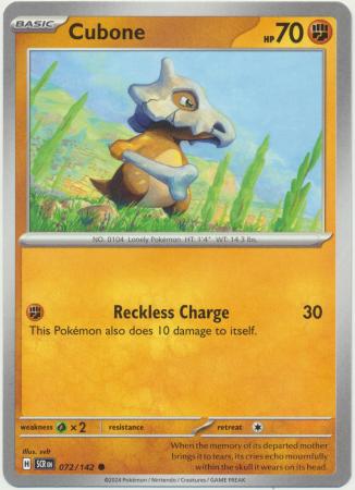 Scarlet & Violet: Stellar Crown : 072/142 - Cubone - Common
