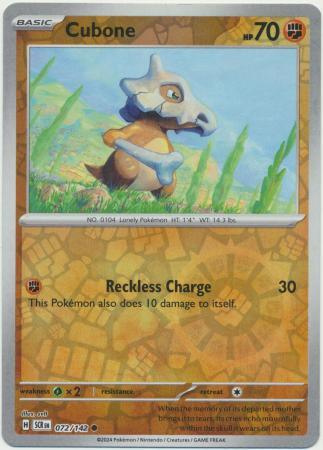 Scarlet & Violet: Stellar Crown : 072/142 - Cubone - Common Reverse Holo