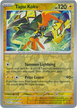 Scarlett & Violet Surging Sparks : 065/191 - Tapu Koko - Reverse Holo Rare