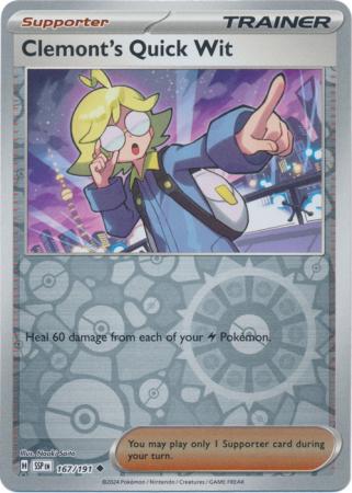 Scarlett & Violet Surging Sparks : 167/191 - Clemont's Quick Wit - Uncommon Reverse Holo