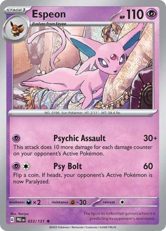 Scarlet & Violet: Prismatic Evolutions: 033/131 - Espeon - Holo Rare