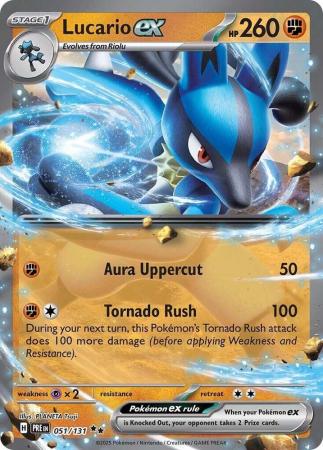 Scarlet & Violet: Prismatic Evolutions: 051/131 - Lucario ex - Ultra Rare