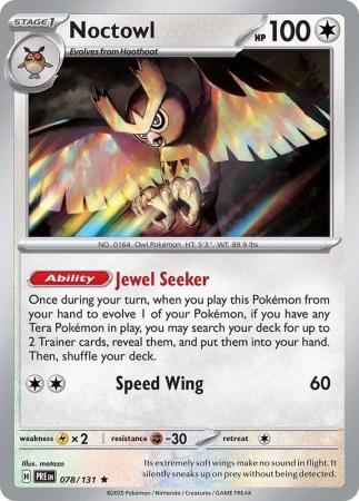 Scarlet & Violet: Prismatic Evolutions: 078/131 - Noctowl - Holo Rare