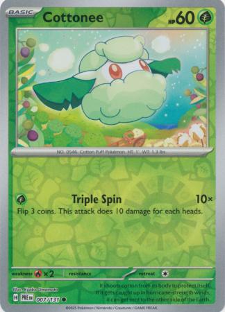 Scarlet & Violet: Prismatic Evolutions: 007/131 - Cottonee - Common Reverse Holo