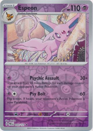 Scarlet & Violet: Prismatic Evolutions: 033/131 - Espeon - Reverse Holo Rare
