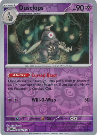 Scarlet & Violet: Prismatic Evolutions: 036/131 - Dusclops - Common Reverse Holo