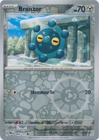 Scarlet & Violet: Prismatic Evolutions: 066/131 - Bronzor - Common Reverse Holo