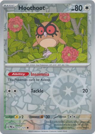 Scarlet & Violet: Prismatic Evolutions: 077/131 - Hoothoot - Common Reverse Holo
