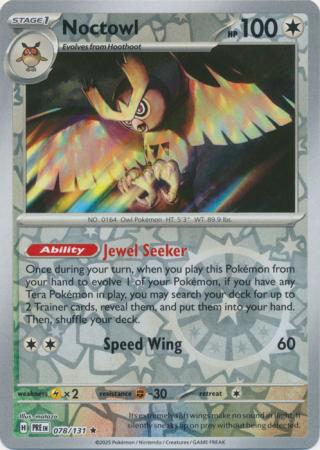 Scarlet & Violet: Prismatic Evolutions: 078/131 - Noctowl - Reverse Holo Rare