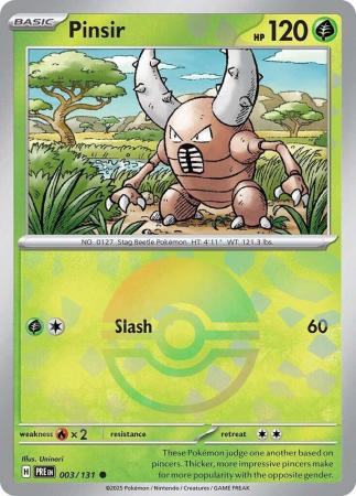 Scarlet & Violet: Prismatic Evolutions: 003/131 - Pinsir - Common Pokeball Reverse Holo