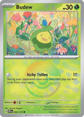 Scarlet & Violet: Prismatic Evolutions: 004/131 - Budew - Common Pokeball Reverse Holo