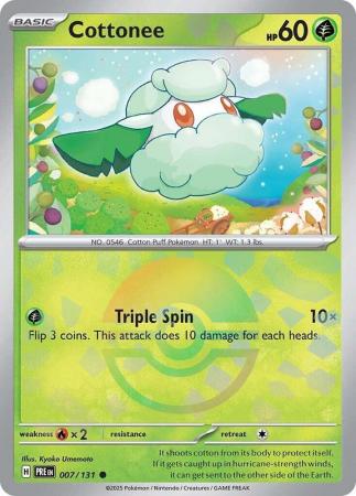 Scarlet & Violet: Prismatic Evolutions: 007/131 - Cottonee - Common Pokeball Reverse Holo
