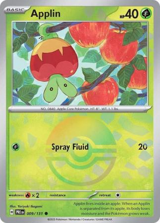 Scarlet & Violet: Prismatic Evolutions: 009/131 - Applin - Common Pokeball Reverse Holo