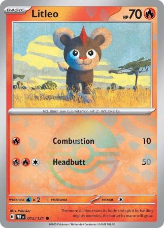 Scarlet & Violet: Prismatic Evolutions: 015/131 - Litleo - Common Pokeball Reverse Holo
