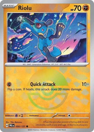 Scarlet & Violet: Prismatic Evolutions: 050/131 - Riolu - Common Pokeball Reverse Holo