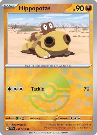 Scarlet & Violet: Prismatic Evolutions: 052/131 - Hippopotas - Common Pokeball Reverse Holo