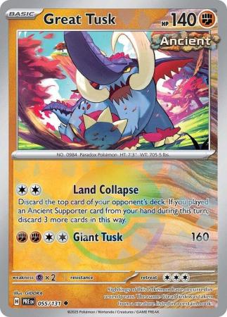 Scarlet & Violet: Prismatic Evolutions: 055/131 - Great Tusk - Uncommon Pokeball Reverse Holo