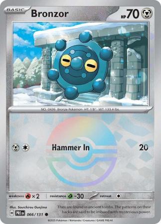 Scarlet & Violet: Prismatic Evolutions: 066/131 - Bronzor - Common Pokeball Reverse Holo