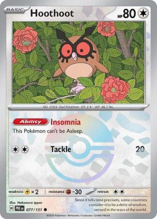 Scarlet & Violet: Prismatic Evolutions: 077/131 - Hoothoot - Common Pokeball Reverse Holo