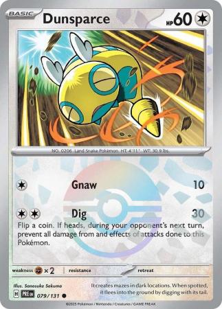 Scarlet & Violet: Prismatic Evolutions: 079/131 - Dunsparce - Common Pokeball Reverse Holo