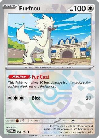 Scarlet & Violet: Prismatic Evolutions: 088/131 - Furfrou - Common Pokeball Reverse Holo