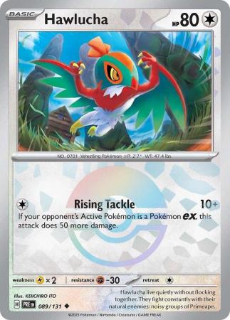 Scarlet & Violet: Prismatic Evolutions: 089/131 - Hawlucha - Uncommon Pokeball Reverse Holo