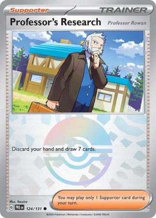 Scarlet & Violet: Prismatic Evolutions: 124/131 - Professor's Research (Professor Rowan) - Common Pokeball Reverse Holo
