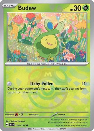 Scarlet & Violet: Prismatic Evolutions: 004/131 - Budew - Common Master Ball Reverse Holo