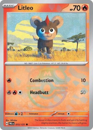 Scarlet & Violet: Prismatic Evolutions: 015/131 - Litleo - Common Master Ball Reverse Holo