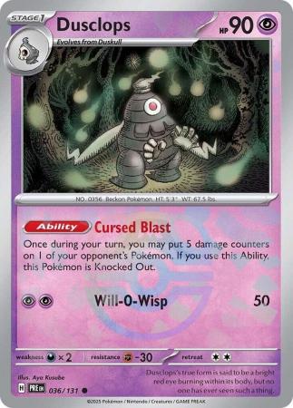 Scarlet & Violet: Prismatic Evolutions: 036/131 - Dusclops - Common Master Ball Reverse Holo