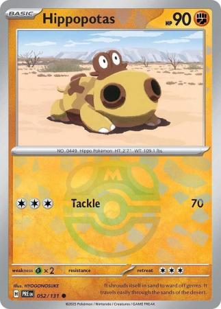 Scarlet & Violet: Prismatic Evolutions: 052/131 - Hippopotas - Common Master Ball Reverse Holo