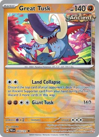 Scarlet & Violet: Prismatic Evolutions: 055/131 - Great Tusk - Uncommon Master Ball Reverse Holo