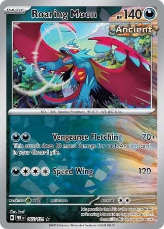 Scarlet & Violet: Prismatic Evolutions: 065/131 - Roaring Moon - Master Ball Reverse Holo Rare