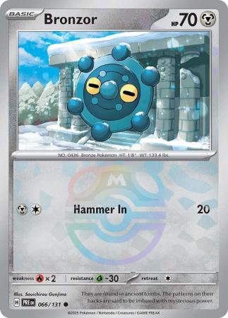 Scarlet & Violet: Prismatic Evolutions: 066/131 - Bronzor - Common Master Ball Reverse Holo