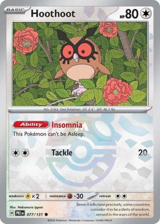 Scarlet & Violet: Prismatic Evolutions: 077/131 - Hoothoot - Common Master Ball Reverse Holo