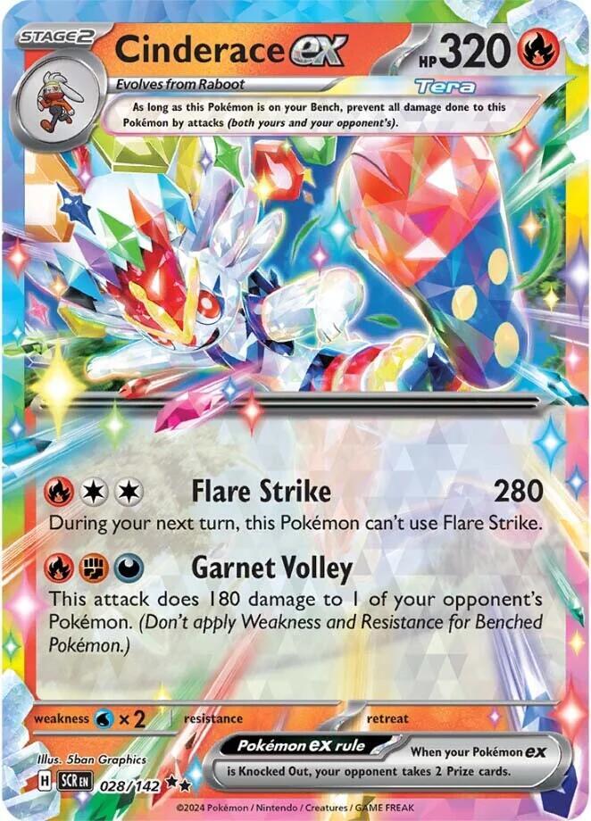 Cinderace ex - 028/142 - SV07: Stellar Crown (SCR)