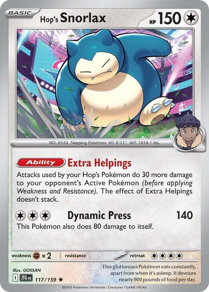 Hop's Snorlax - 117/159 -  SV09: Journey Together (JTG)