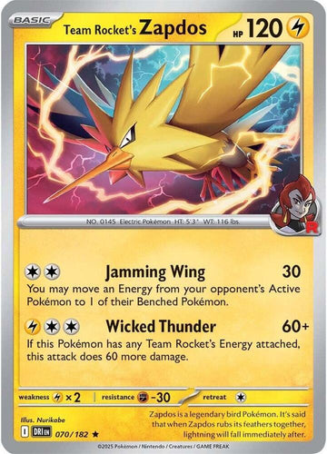 Team Rocket's Zapdos - 070/182 - SV10: Destined Rivals (DRI)