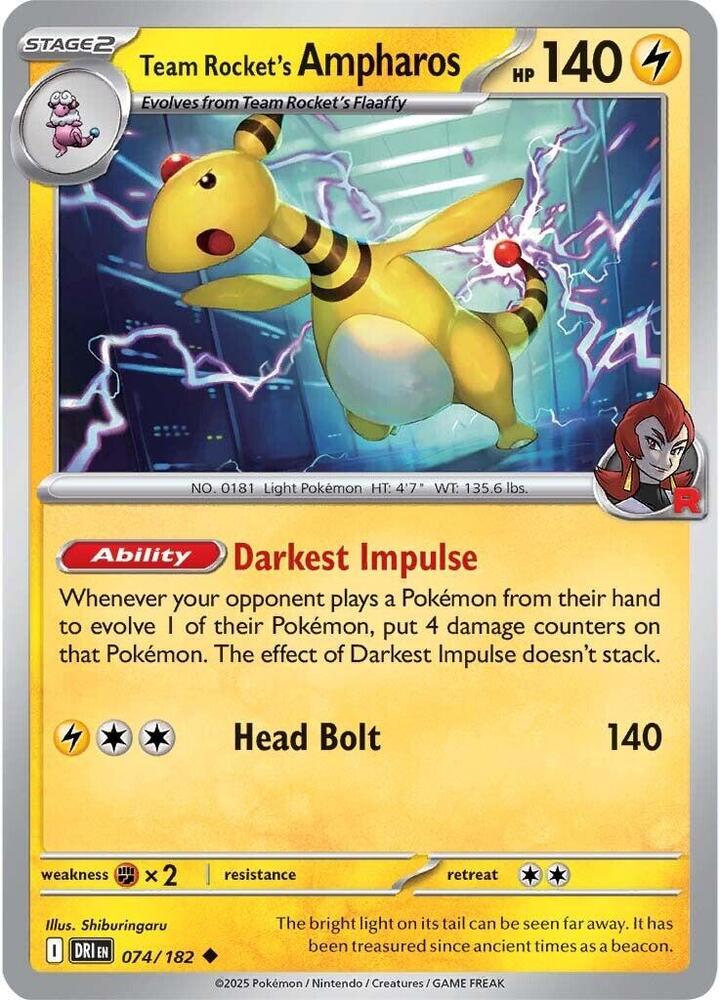 Team Rocket's Ampharos - 074/182 - SV10: Destined Rivals (DRI)