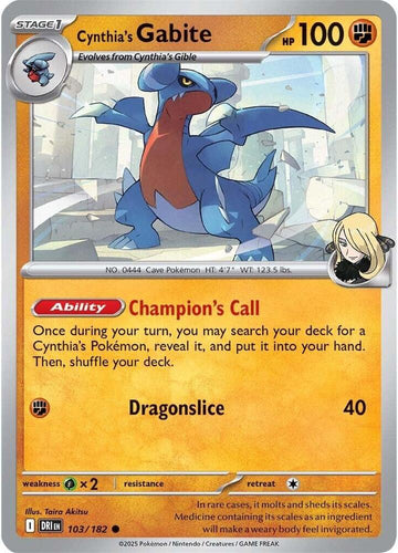 Cynthia's Gabite - 103/182 - SV10: Destined Rivals (DRI)