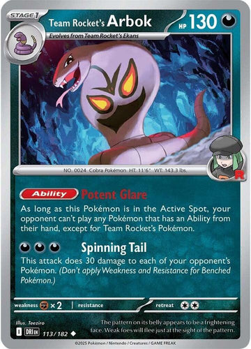 Team Rocket's Arbok - 113/182 - SV10: Destined Rivals (DRI)