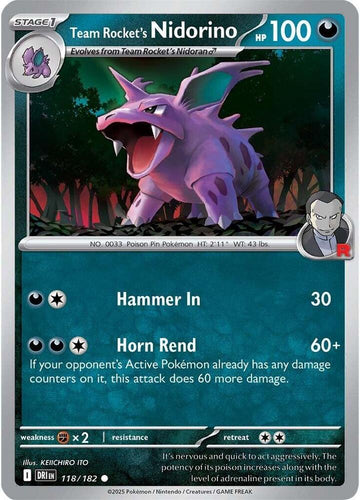 Team Rocket's Nidorino - 118/182 - SV10: Destined Rivals (DRI)