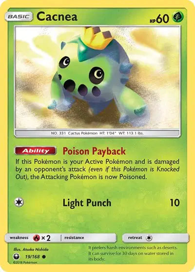 Sun & Moon Celestial Storm 19/168 Cacnea