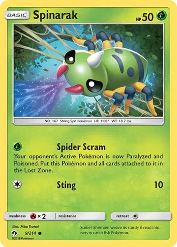 Sun & Moon Lost Thunder 9/214 Spinarak